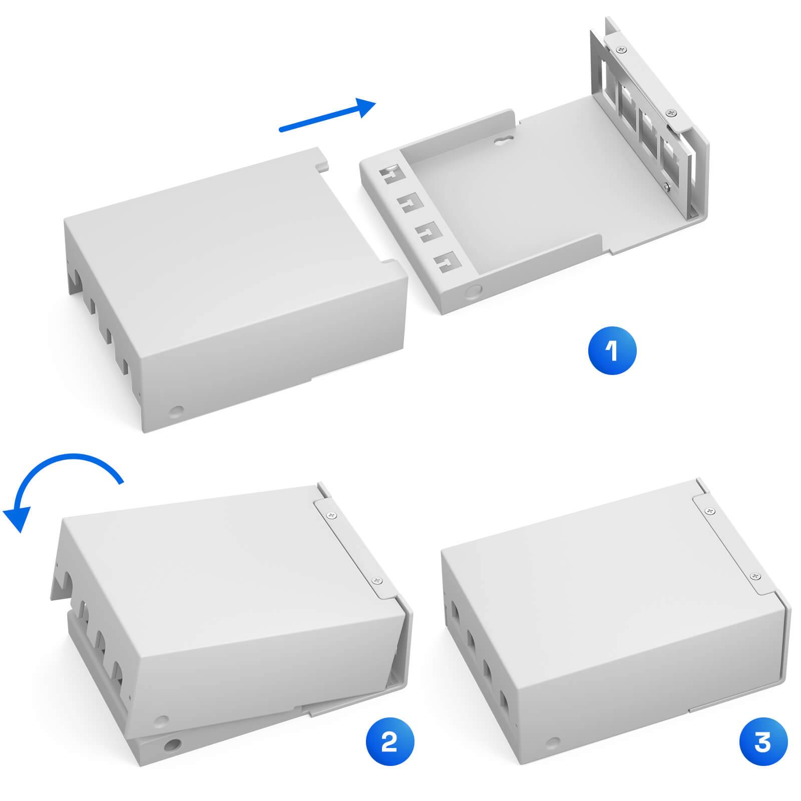 hb-digital Patchpanel 4 Port für Keystone Module Patch Box grau