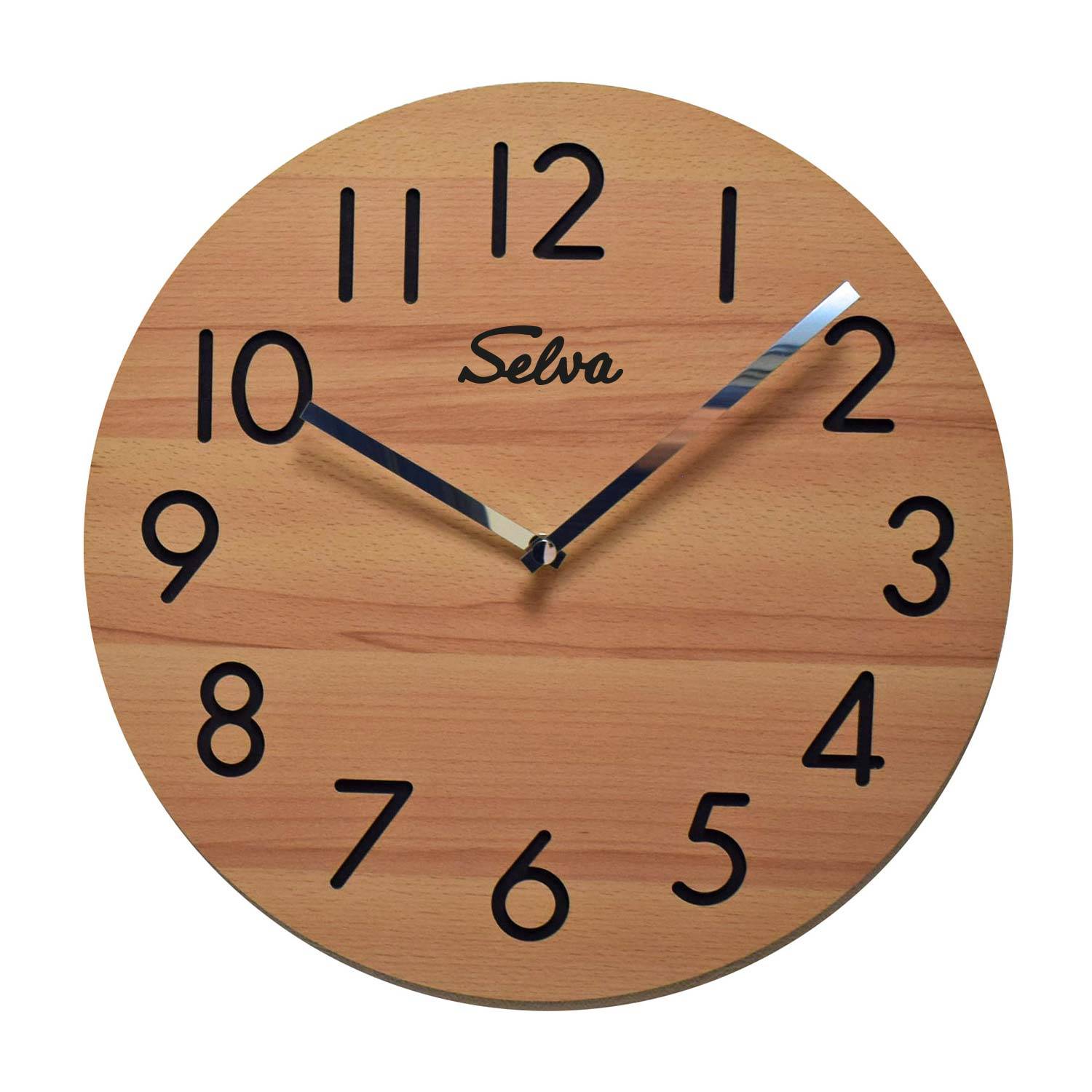 SELVA Wanduhr, Quarzwerk, aus Holz (MDF-beschichtet), 40 cm, handgefertigt