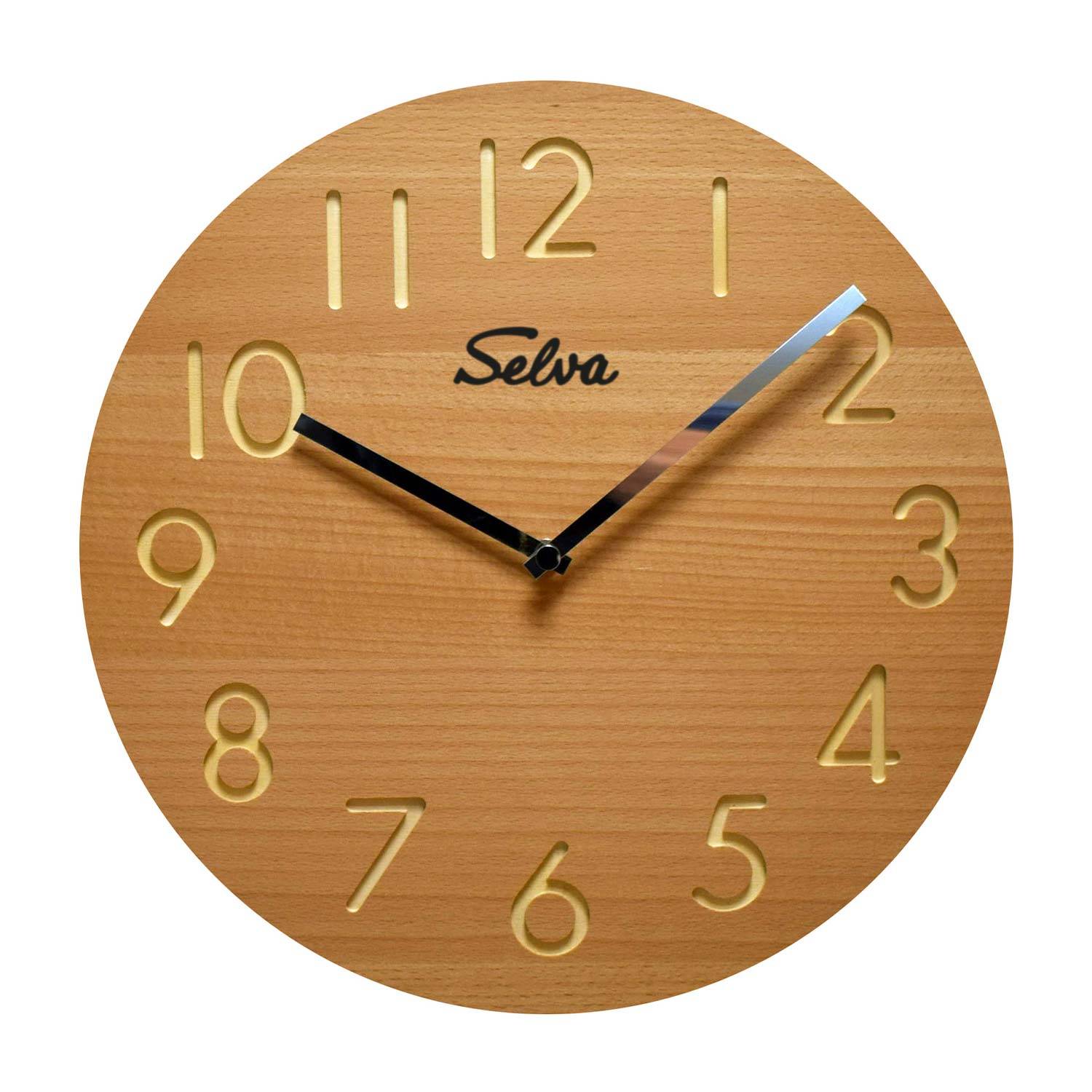 SELVA Wanduhr, Quarzwerk, aus Holz (MDF-beschichtet), 40 cm, handgefertigt