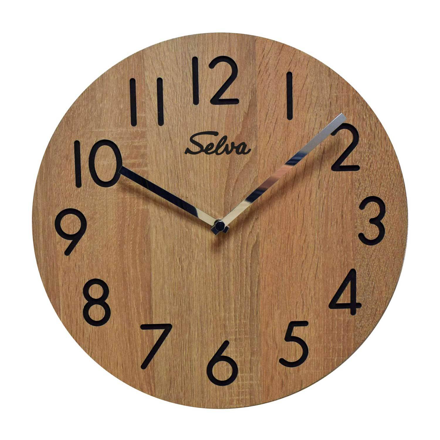 SELVA Wanduhr, Quarzwerk, aus Holz (MDF-beschichtet), 40 cm, handgefertigt