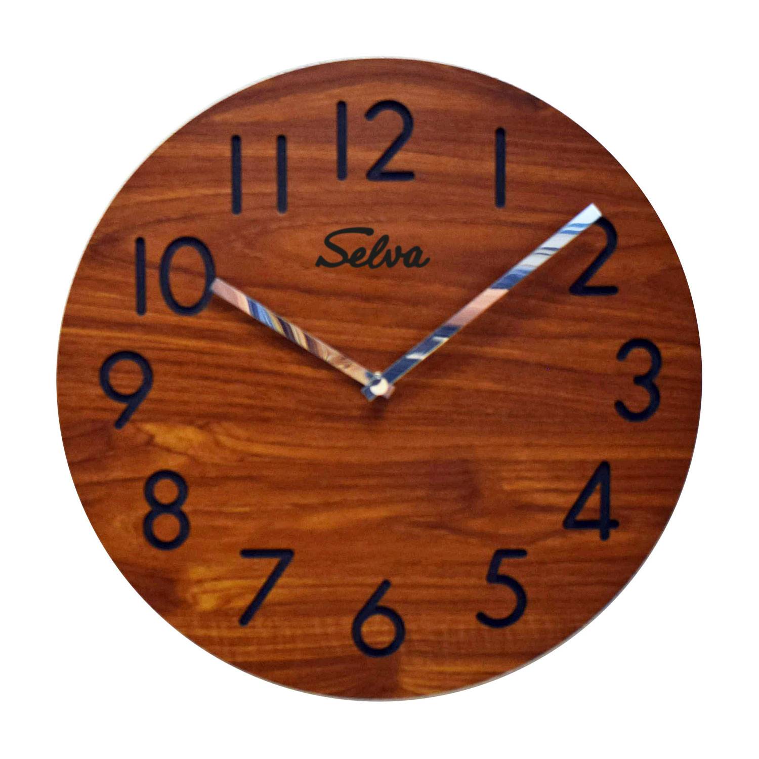 SELVA Wanduhr, Quarzwerk, aus Holz (MDF-beschichtet), 40 cm, handgefertigt