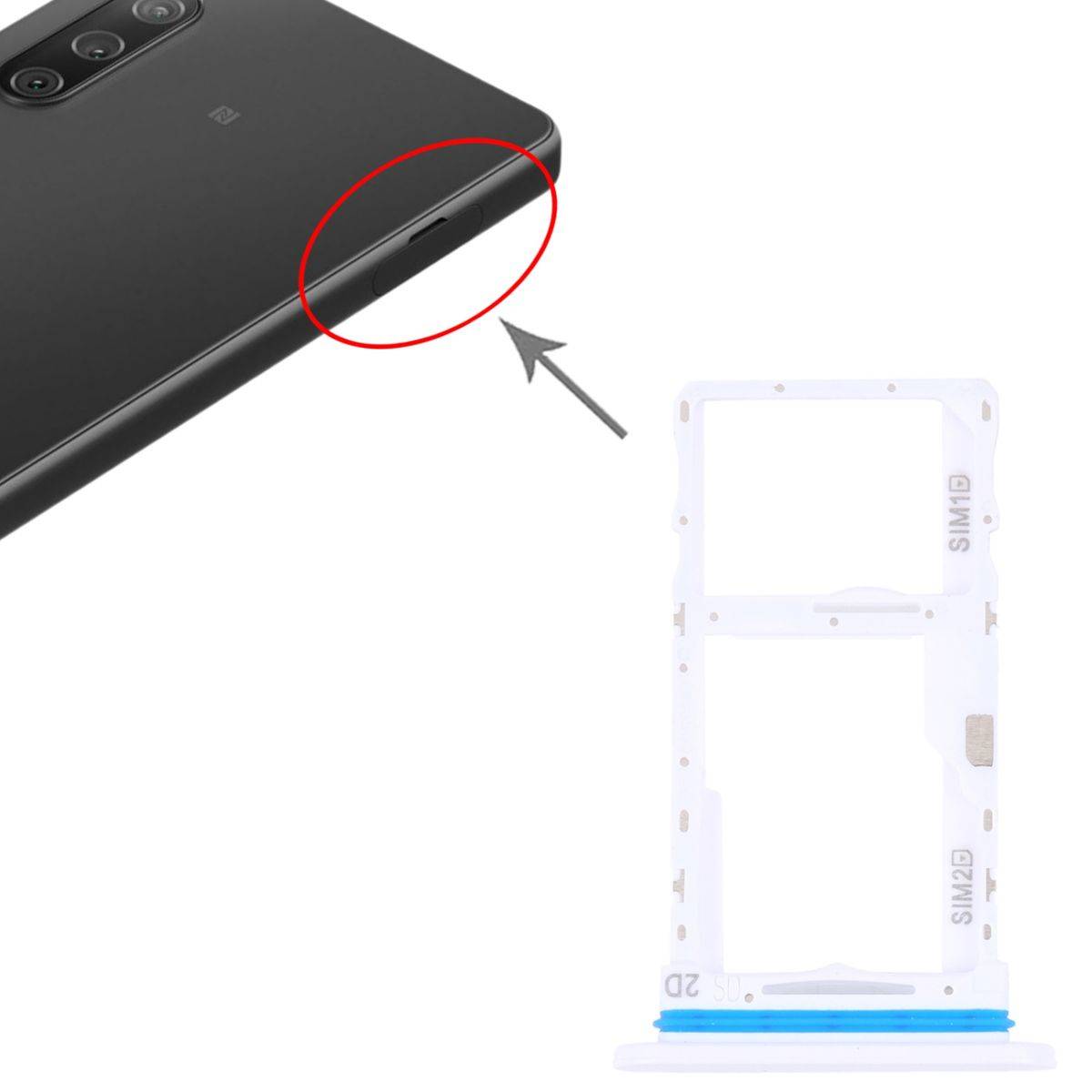 SIM-Kartenhalter für Sony Xperia 10 IV Kartenhalter Ersatzteil Weiß
