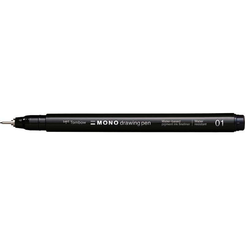 Tombow Fineliner MONO drawing pen, schwarz, Strichstärke 01