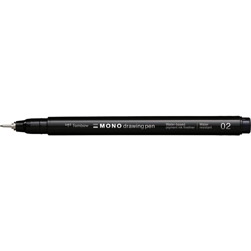 Tombow Fineliner MONO drawing pen, schwarz, Strichstärke 02