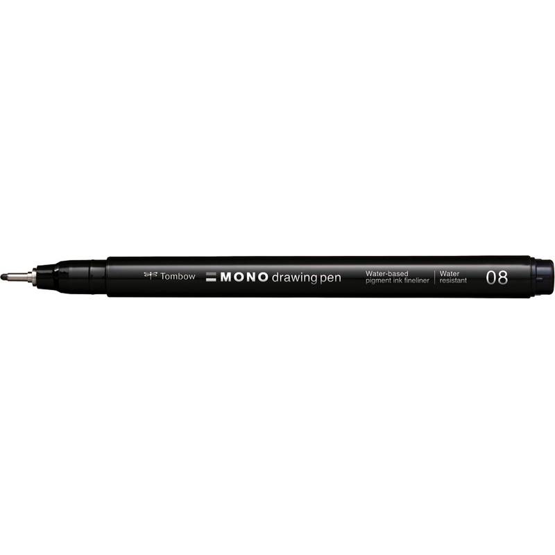 Tombow Fineliner MONO drawing pen, schwarz, Strichstärke 08