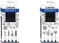 Tombow Fineliner MONO drawing pen ''Bold Set'', 4er Set mit Metallspitze, Pigmenttinte auf Wasserbasis, Schaftfarbe