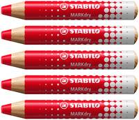 STABILO MARKdry, 5 Stück(e), Rot, Rund, Holz, 1 cm, Junge/Mädchen