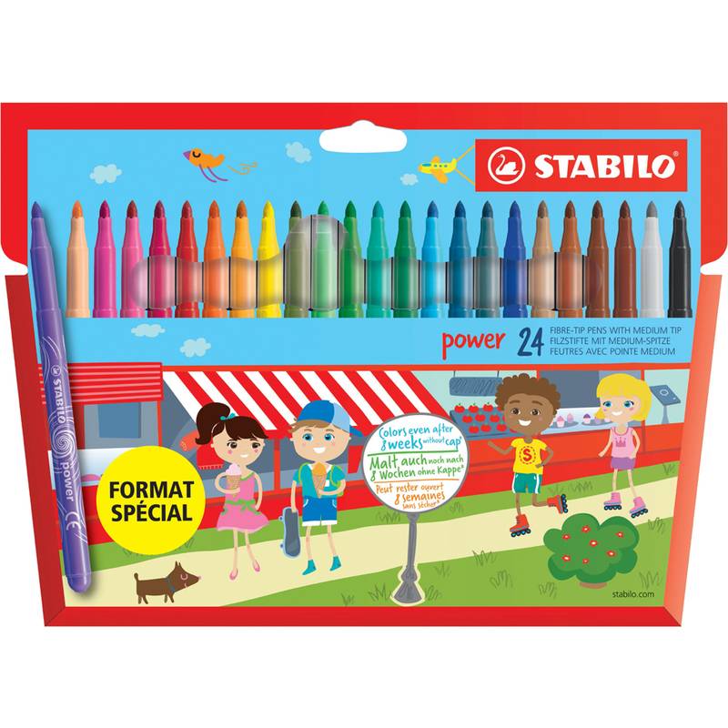 STABILO Fasermaler power, rund, 24er Karton-Etui