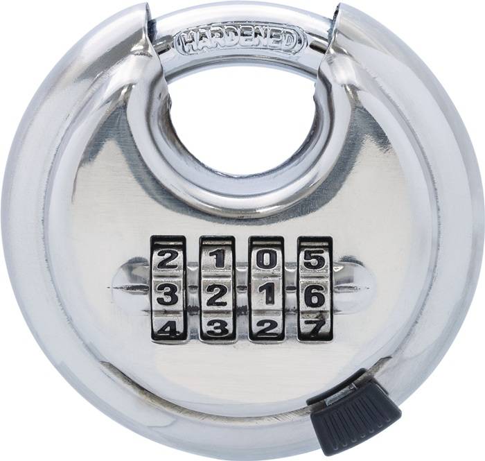 Zahlenvorhangschloss TCDI1/70RVS Schlosskörper-B.25mm STA geh.verchr.Zahlenrol.4