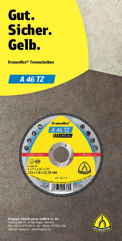 Trennscheibe A 46 TZ Special D230x1,9mm gekr.INOX Bohr.22,23mm KLINGSPOR