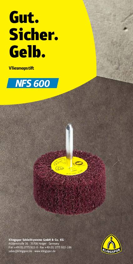 Fächerschleifer Vlies NFS 600 D50xH30mm 6mm Korund Kunstharz medium KLINGSPOR