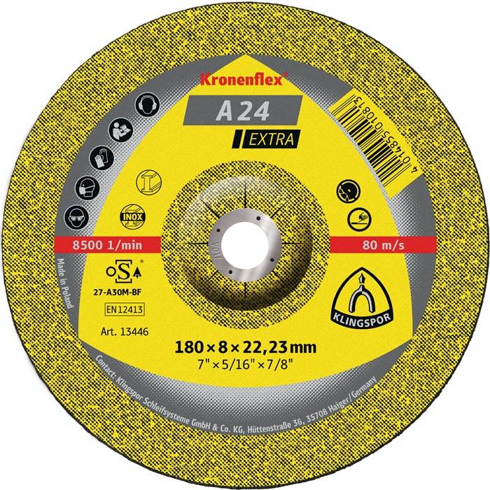 Schruppscheibe A 24 Extra D150xS6mm gekr.STA Bohr.22,23mm KLINGSPOR