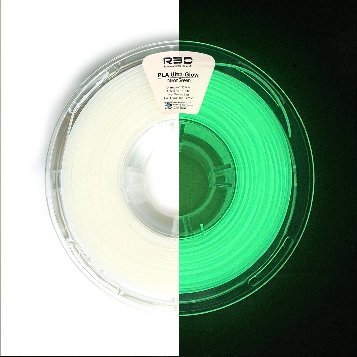 R3D PLA Ultra-Glow Neon Green - 1,75 mm / 1000 g