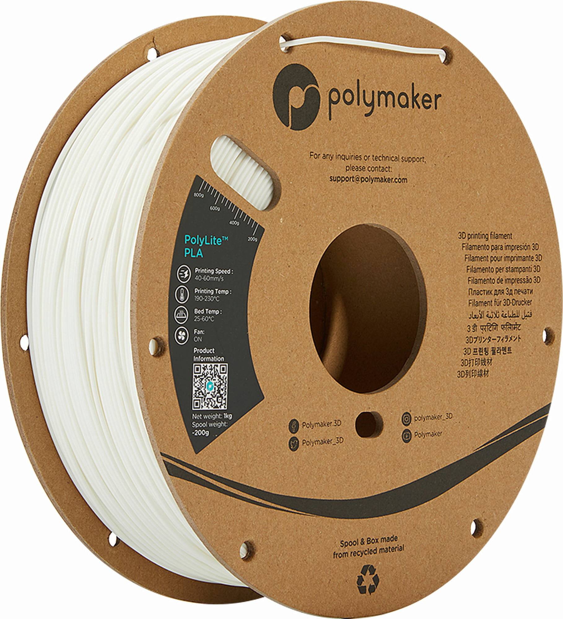 Polymaker PolyLite PLA Weiß - 1,75 mm / 3000 g