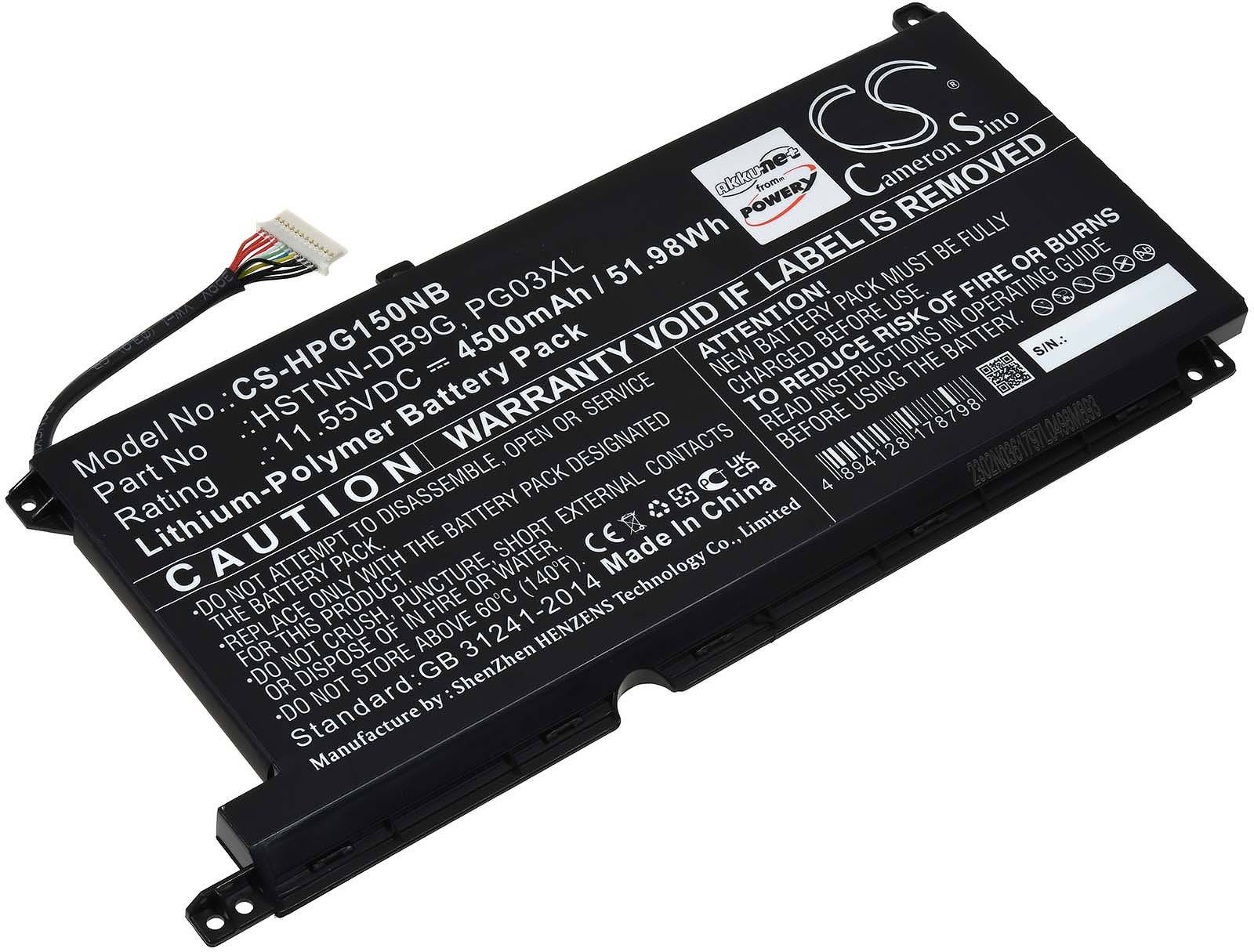 Powery Akku für Laptop HP Pavilion Gaming 15-DK0209TX, 11,55V, Li-Polymer