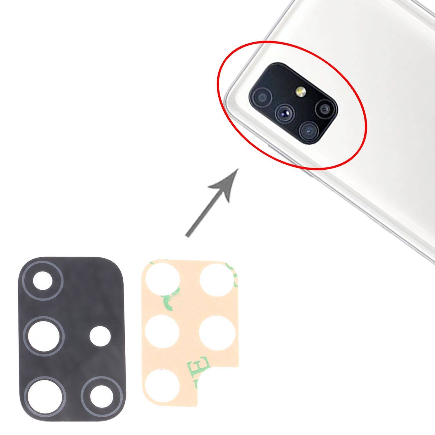 Back Kamera Linse Abdeckung Cover Black für Samsung Galaxy M51 Ersatz