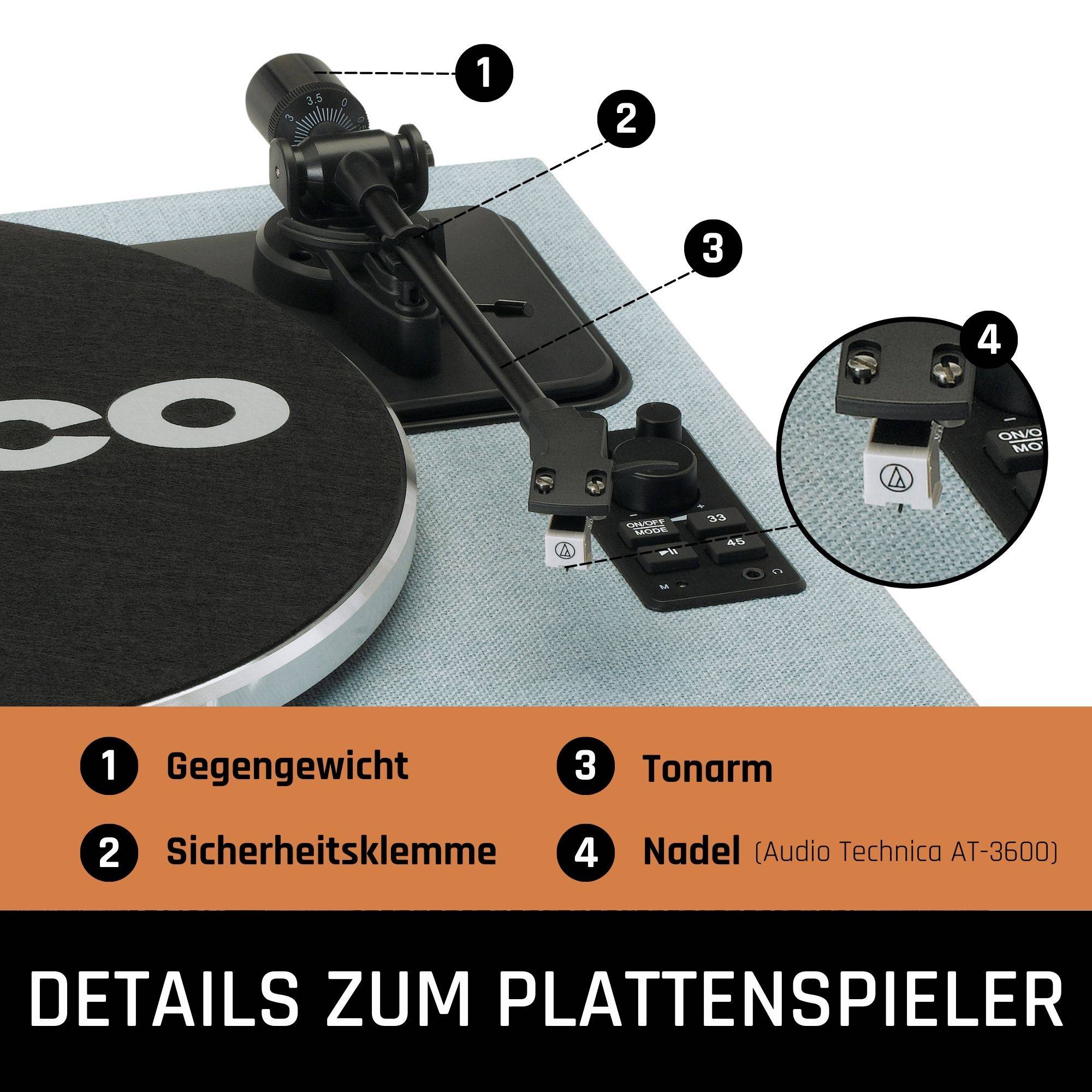 Entdecken Sie den Lenco LS-440 Plattenspieler Genießen Sie Ihre Lieblings-LP oder streamen Sie Ihre Top-Playlist direkt über Bluetooth® 5.0 mit de