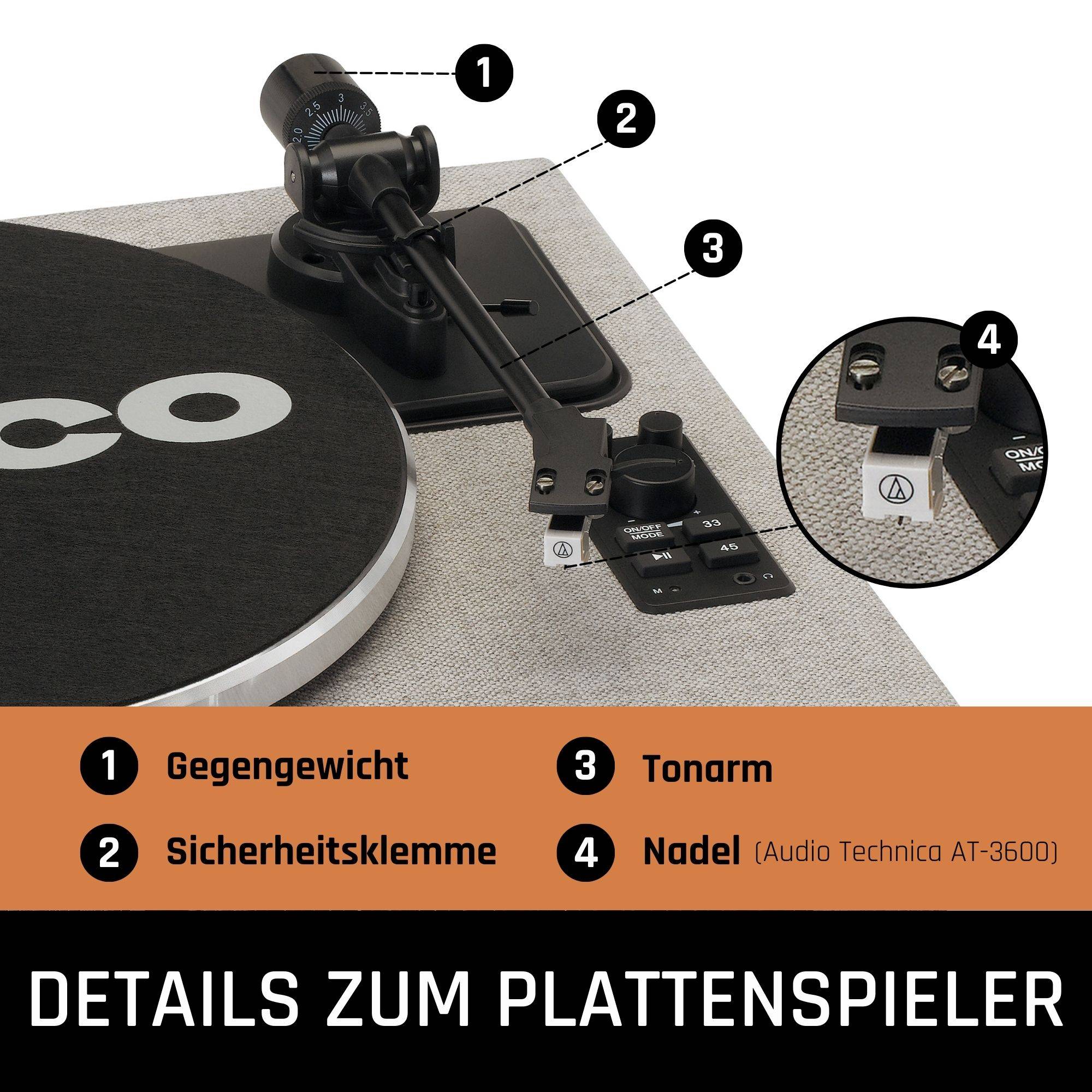 Entdecken Sie den Lenco LS-440 Plattenspieler Genießen Sie Ihre Lieblings-LP oder streamen Sie Ihre Top-Playlist direkt über Bluetooth® 5.0 mit de