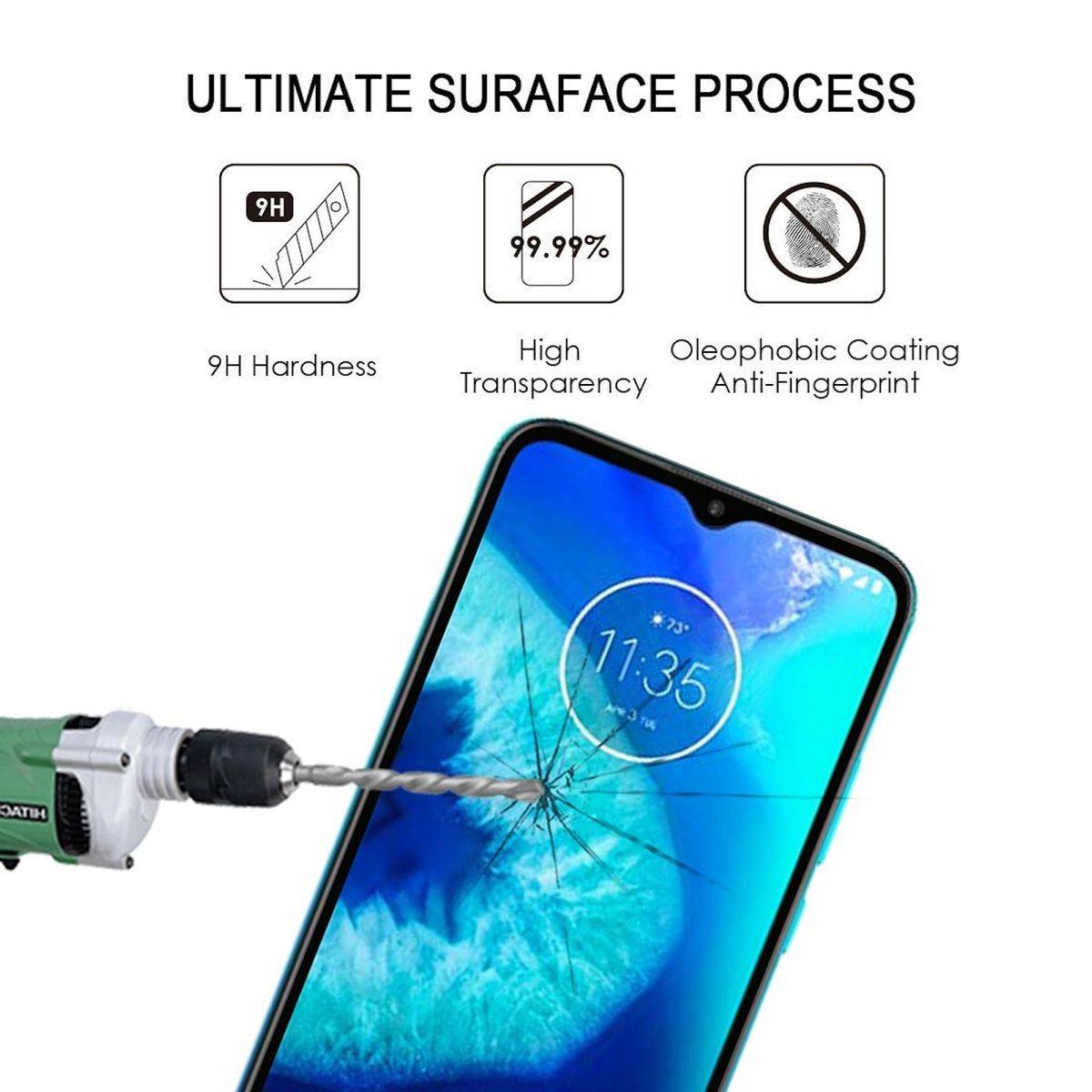 Für Motorola Moto G8 Power Lite 3D Premium 0,3 mm H9 Hart Glas Schwarz Folie Schutz Hülle Neu