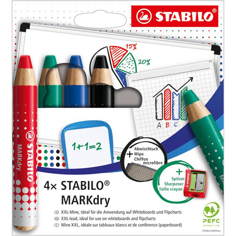 STABILO Whiteboard-Marker MARKdry, 4er Etui