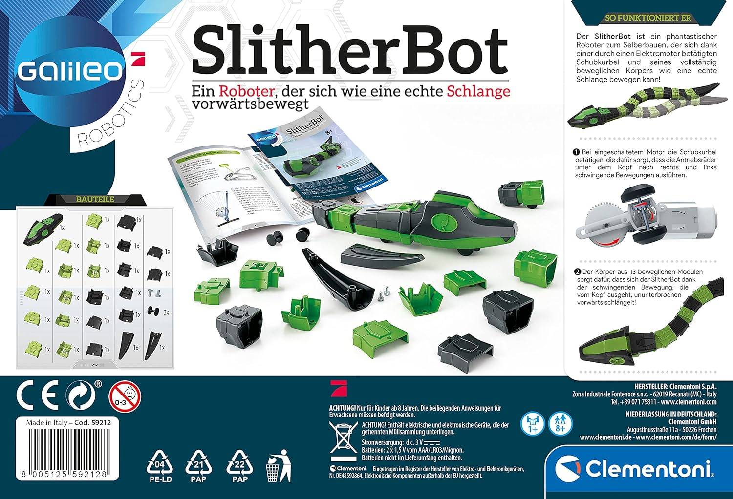Clementoni 59212 - Galileo Robotics SlitherBot Roboter-Schlange
