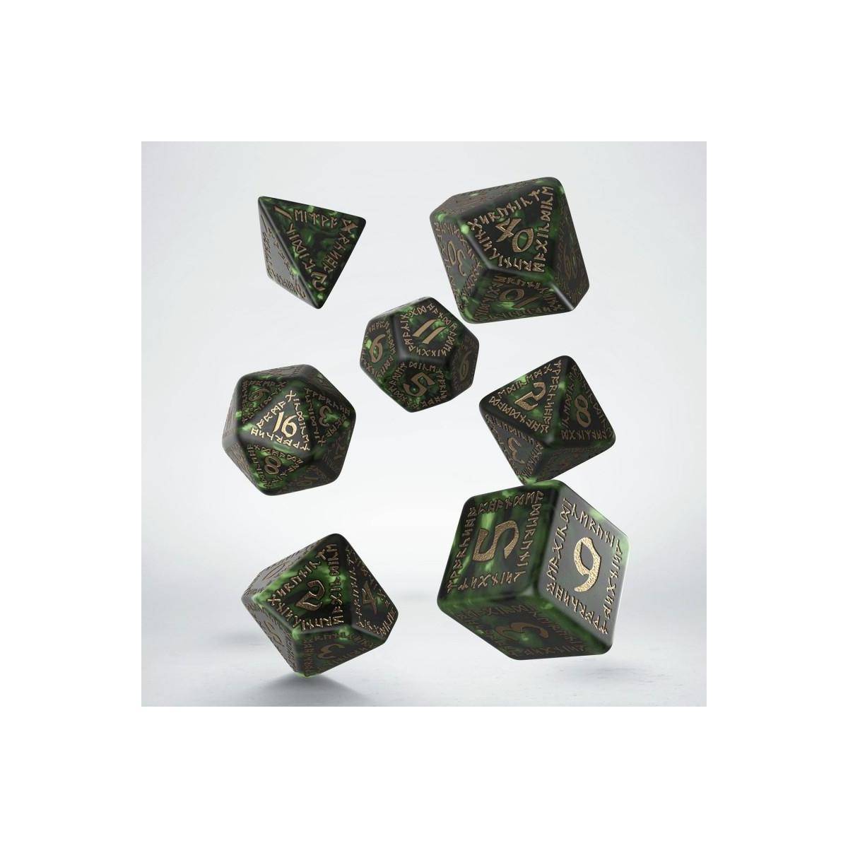 SRUN05 - RuneQuest-Würfel-Set, flaschengrün & gold (7)