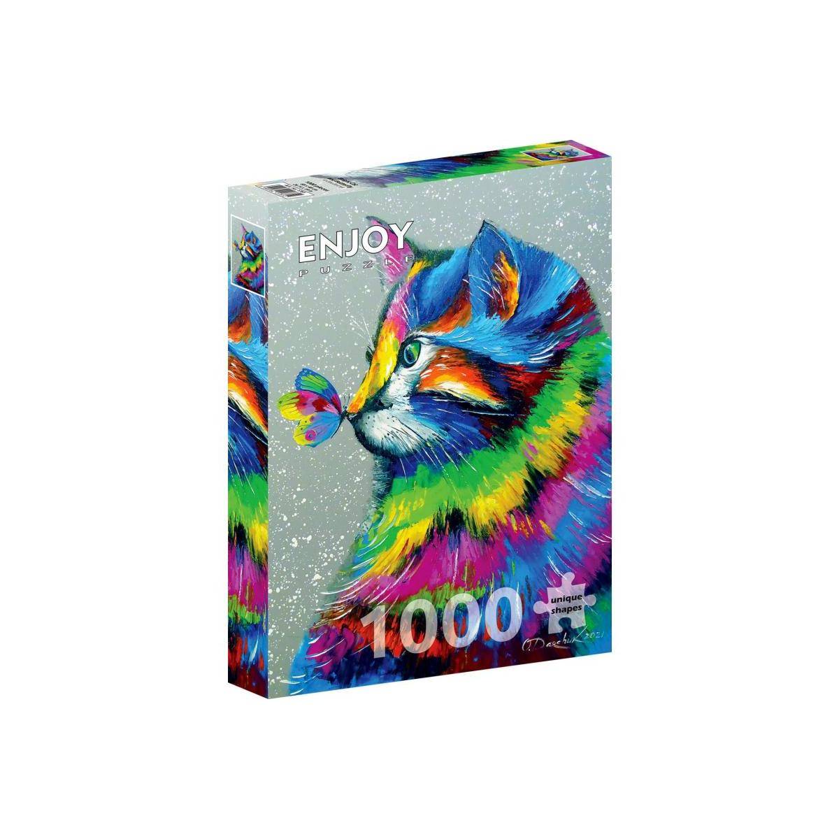 ENJOY-1781 - Leuchtende Katze und Schmetterling, Puzzle, 1000 Teile