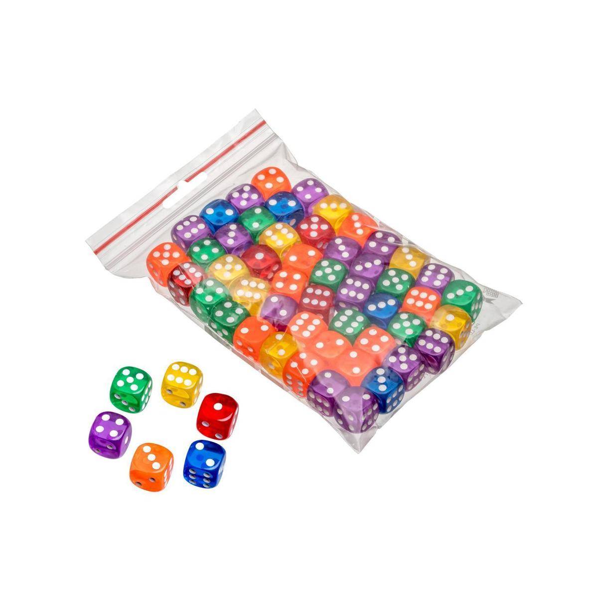 Würfel, 16 mm transparent, 50er Beutel