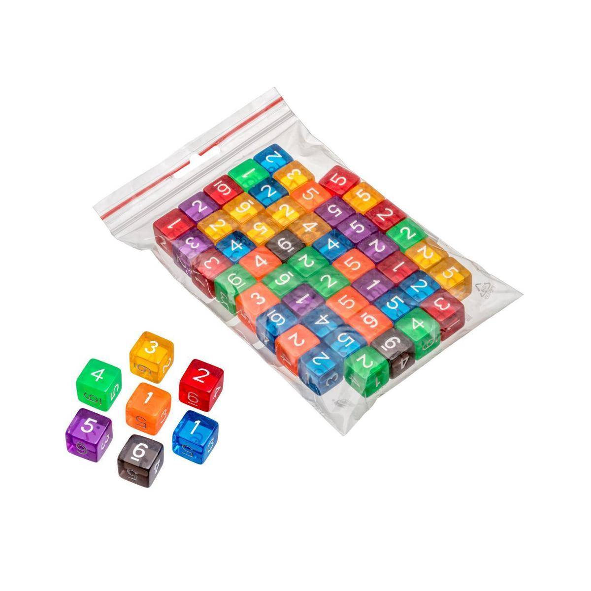 7520 - Würfel, 6 seitig, transparent, 50er Beutel, (DE-Ausgabe)