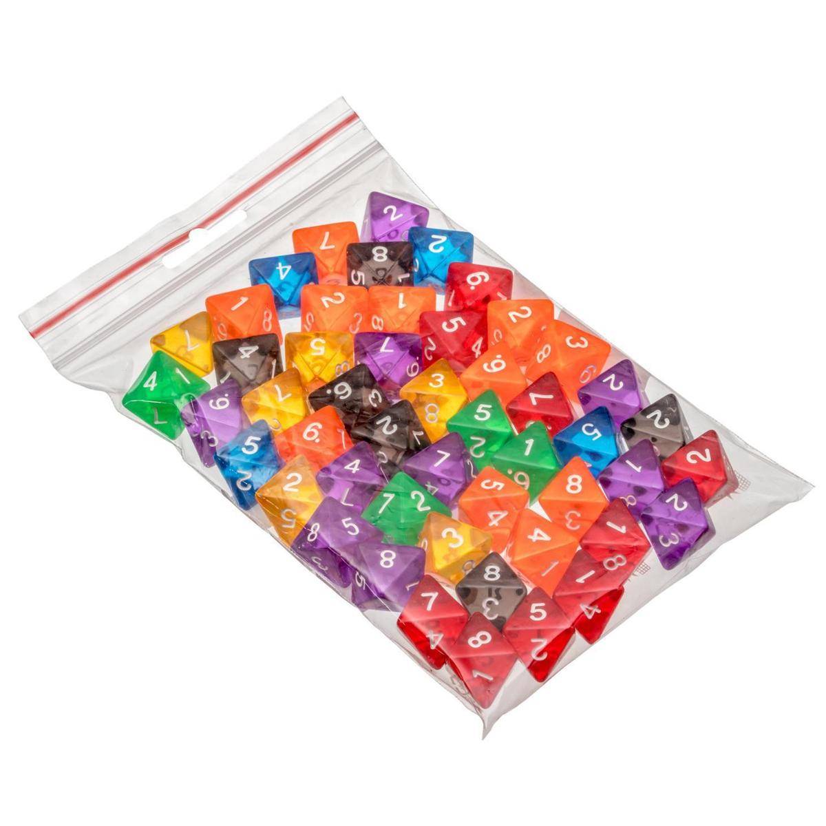 Würfel, 8-seitig, transparent, 50er Beutel
