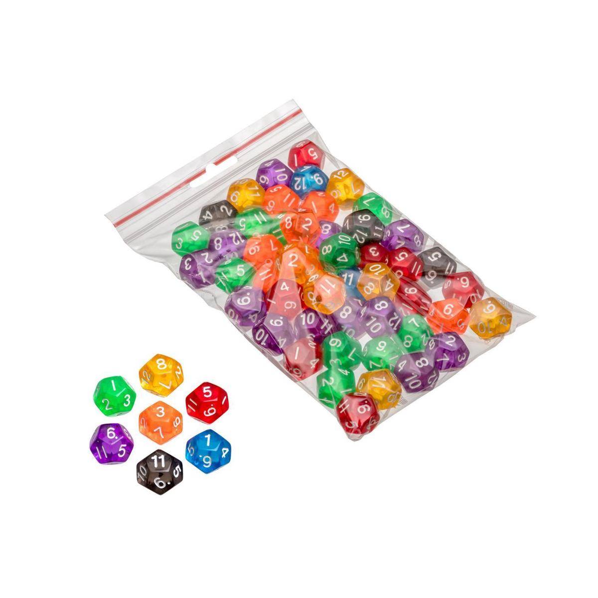 Würfel, 12 seitig, transparent, 50er Beutel - Würfelzubehör, ab 6 Jahre
