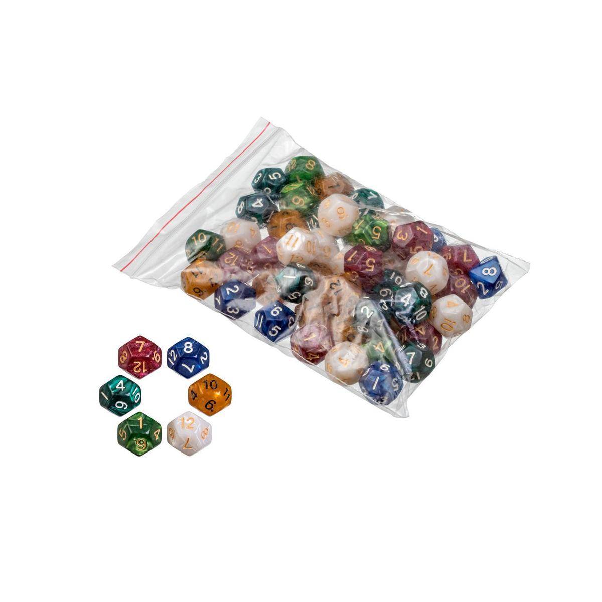 Würfel, 12 seitig, pearl, 50er Beutel