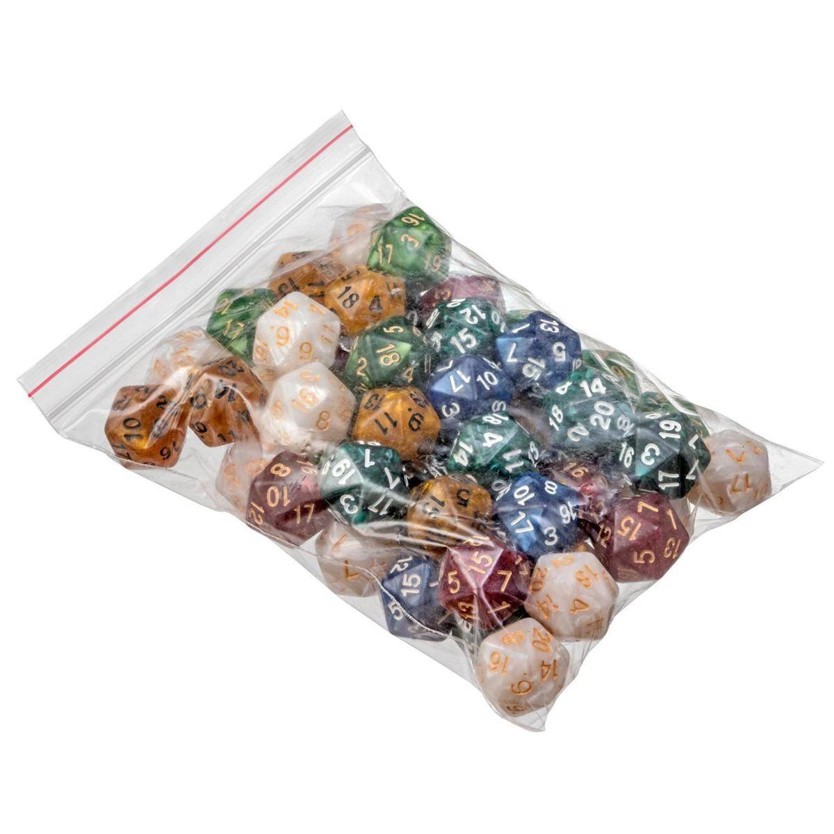 Würfel, 20-seitig, pearl, 50er Beutel