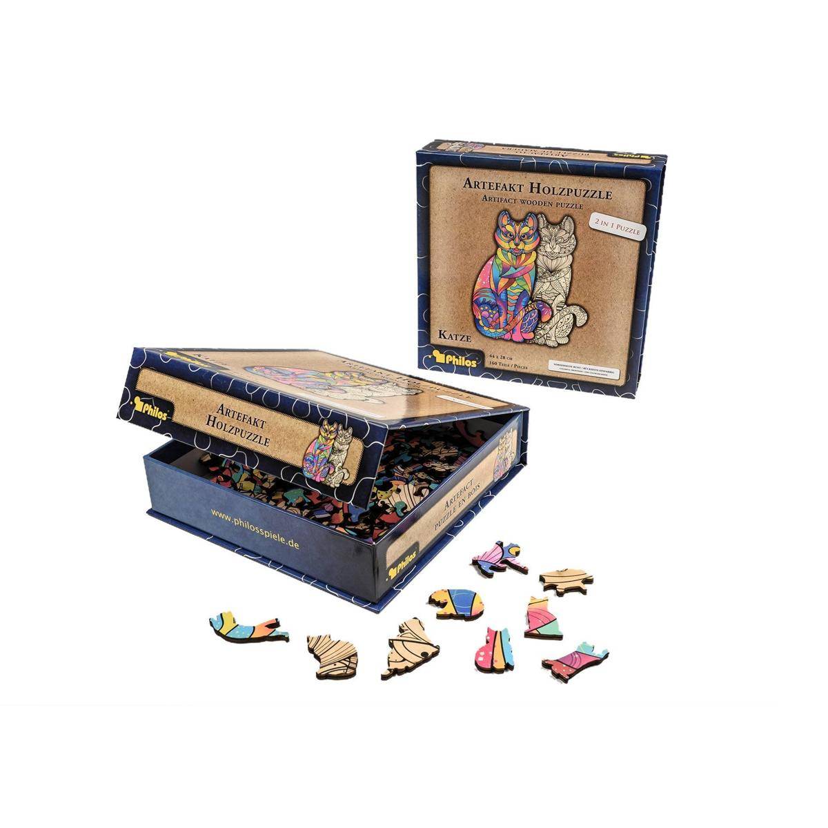 Artefakt Holzpuzzle 2 in 1 "Katze", 160 Teile