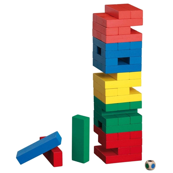 3277 - Wackelturm, bunt , Brettspiel aus Holz, 1-2 Spieler, ab 8 Jahren 3277 - Wackelturm, bunt , Brettspiel aus Holz, 1-2 Spieler, ab 8 Jahren