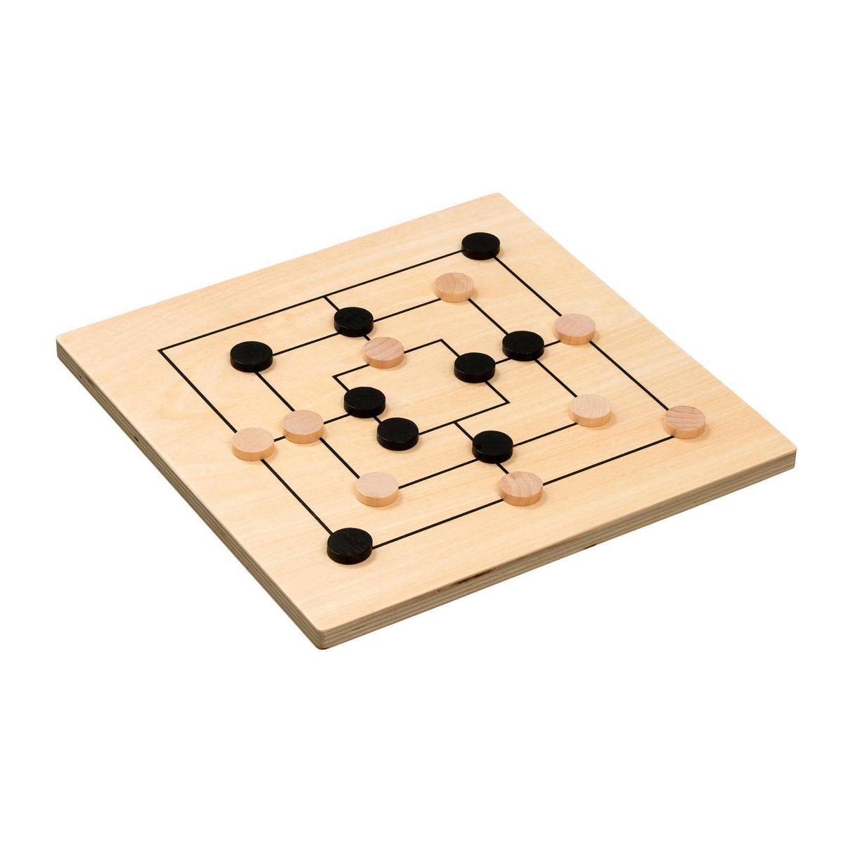 3295 - Mühle, Standard, Brettspiel aus Holz, 1-2 Spieler, ab 8 Jahren