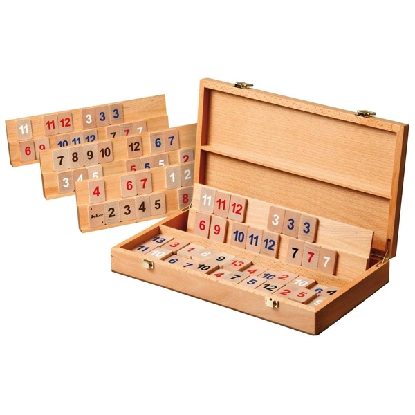 Rummy, Holzkassette ,Brettspiel aus Holz, 1-2 Spieler, ab 8 Jahre Rummy, Holzkassette ,Brettspiel aus Holz, 1-2 Spieler, ab 8 Jahre