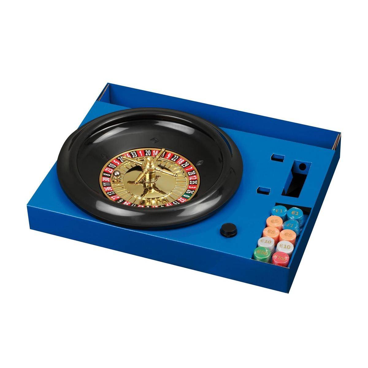 Roulette Set, mit Kunststoffteller, Brettspiel aus Holz, 1-2 Spieler, ab 8 Jahren