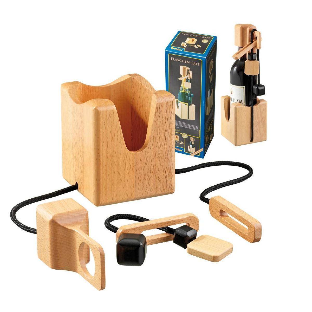 Flaschenpuzzle, Flaschensafe,Brettspiel aus Holz, 1-2 Spieler, ab 8 Jahre