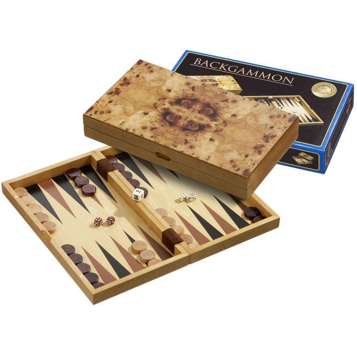 1132 - Backgammon Ios, medium, Magnetverschluss,Brettspiel aus Holz, 1-2 Spieler, ab 8