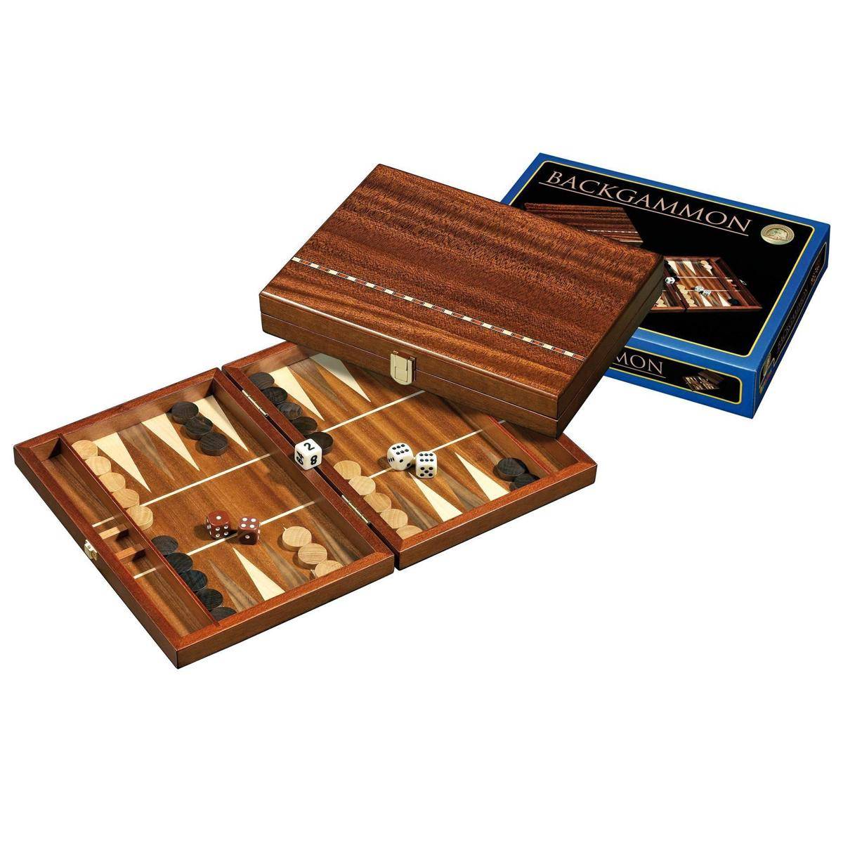 1302 - Backgammon Epirus, klein, Brettspiel aus Holz, 1-2 Spieler, ab 8 Jahren