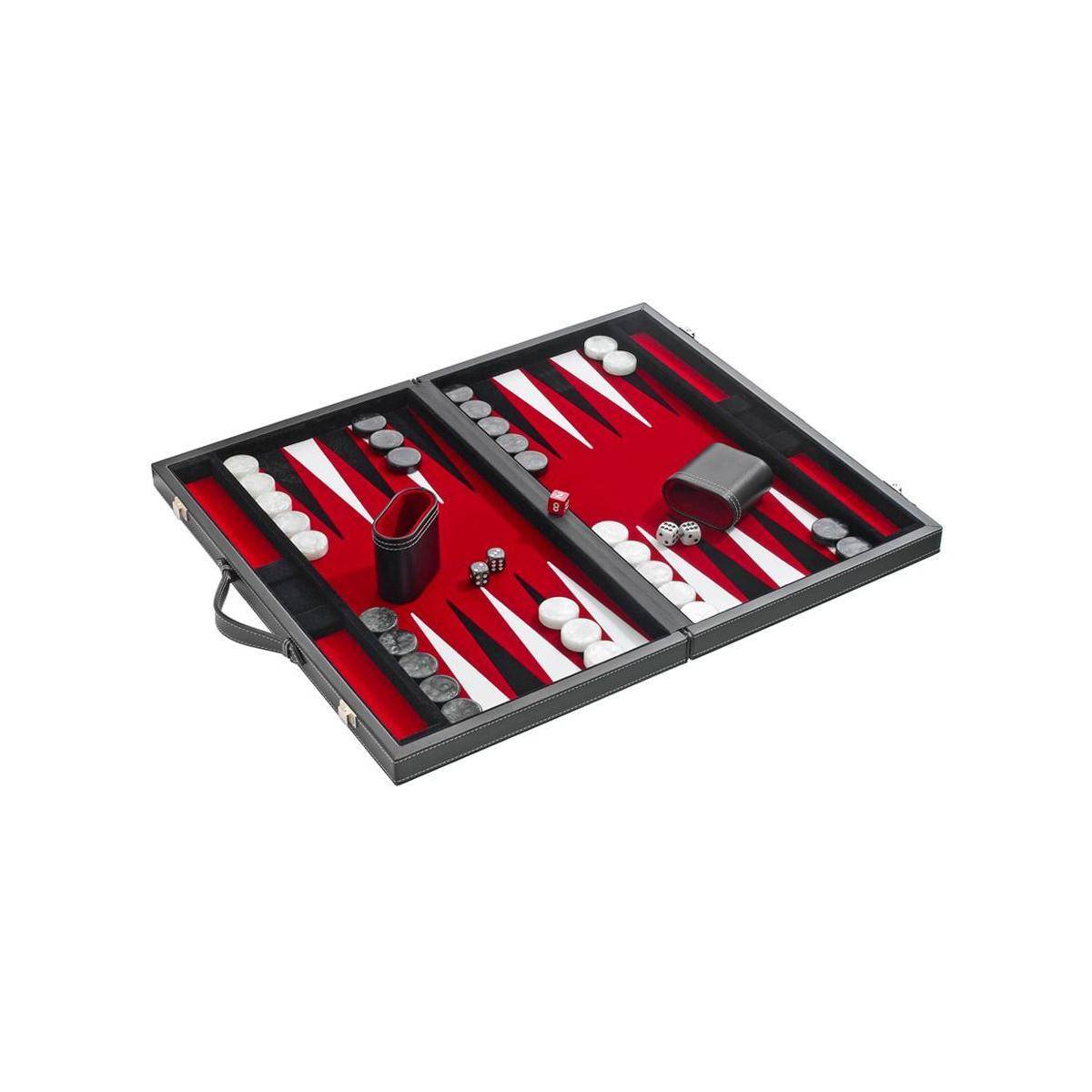 1720 - Backgammon rot, groß, Kunstleder, Brettspiel, für 2 Spieler, ab 6 Jahren