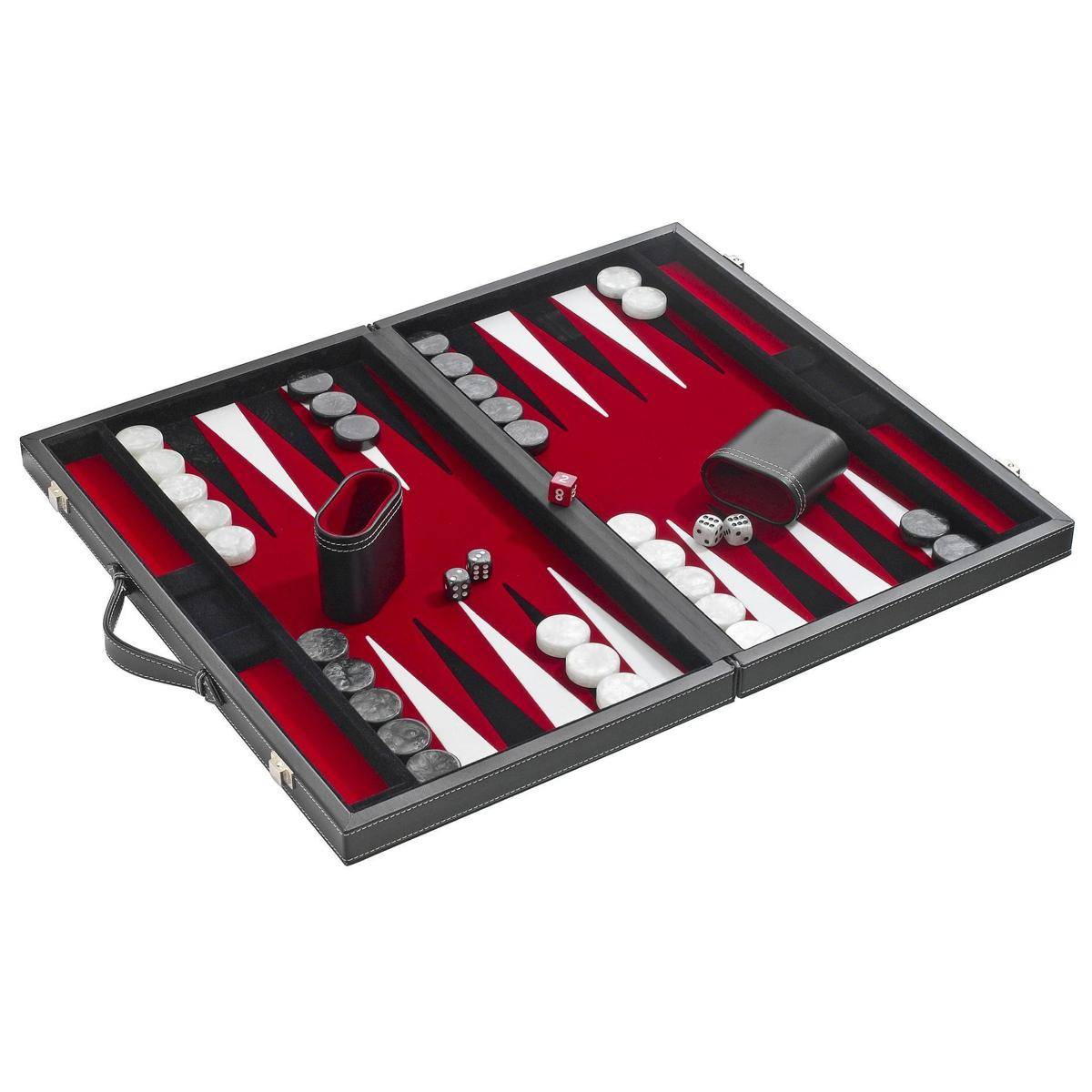 Backgammon, medium, rot, Brettspiel, für 2 Spieler, ab 8 Jahren (DE-Ausgabe)