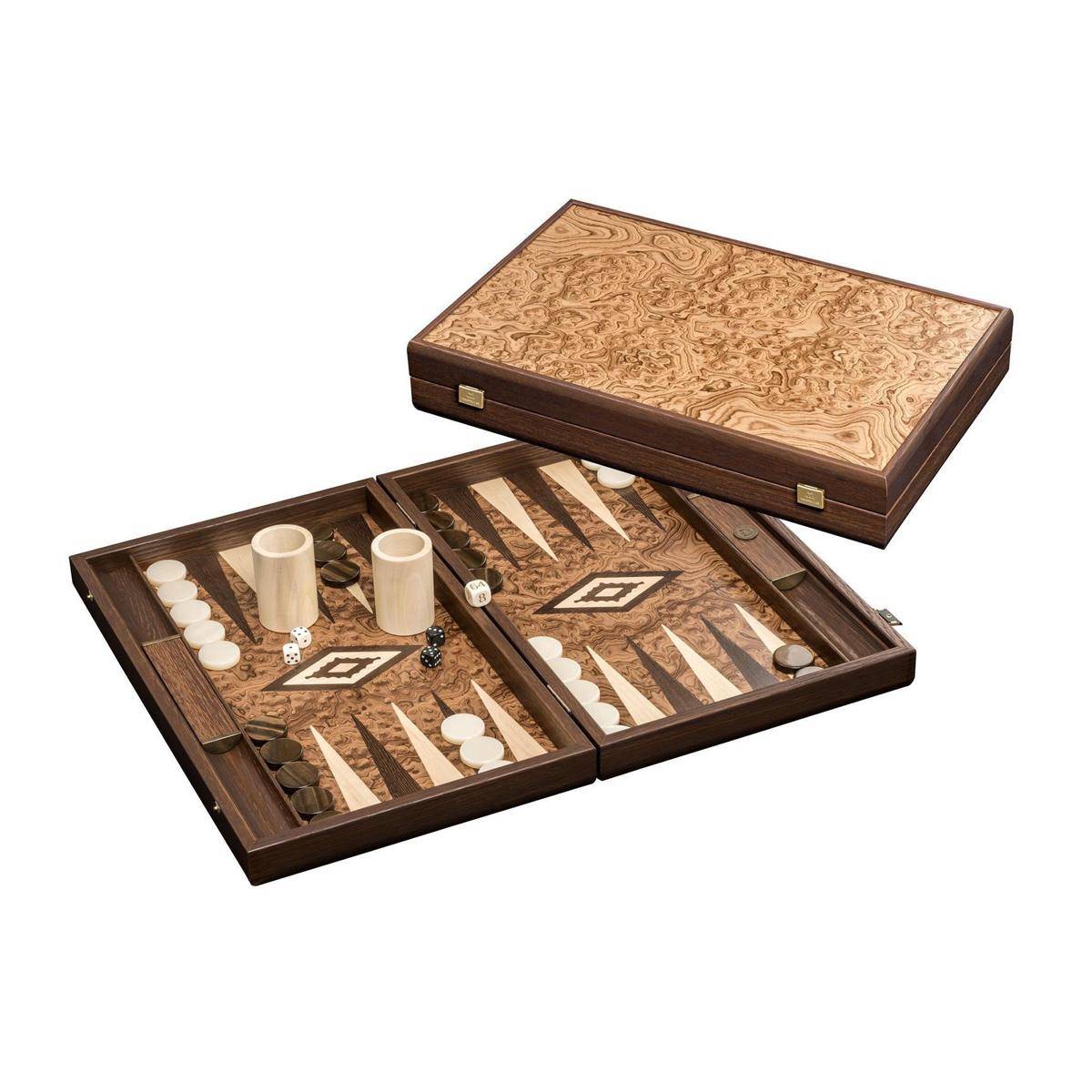 Backgammon Dokos, groß,Brettspiel aus Holz, 1-2 Spieler