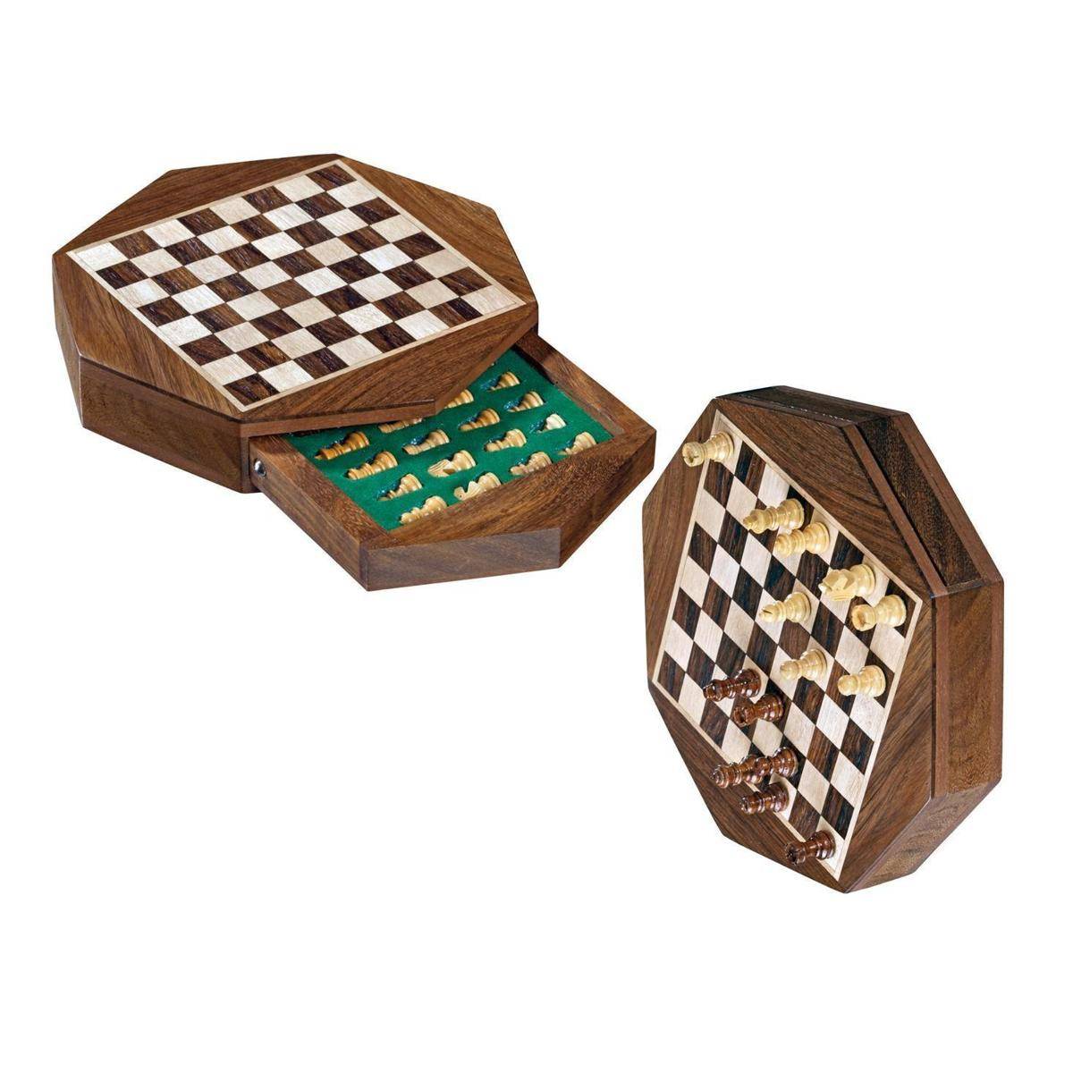 2718 - Schachkassette Octagon, Reise, mini, Feld 13mm, magnetisch - Brettspiel, ab 6 Jahre