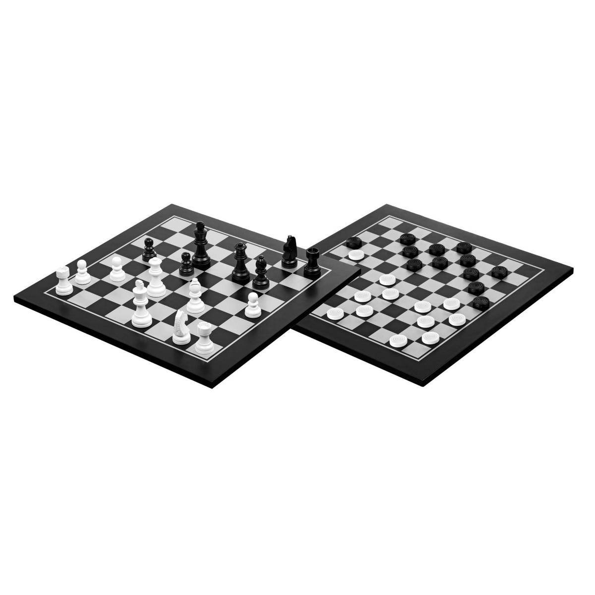 Schach Dame Set, Feld 40 mm, Brettspiel aus Holz, 1-2 Spieler, ab 8 Jahren