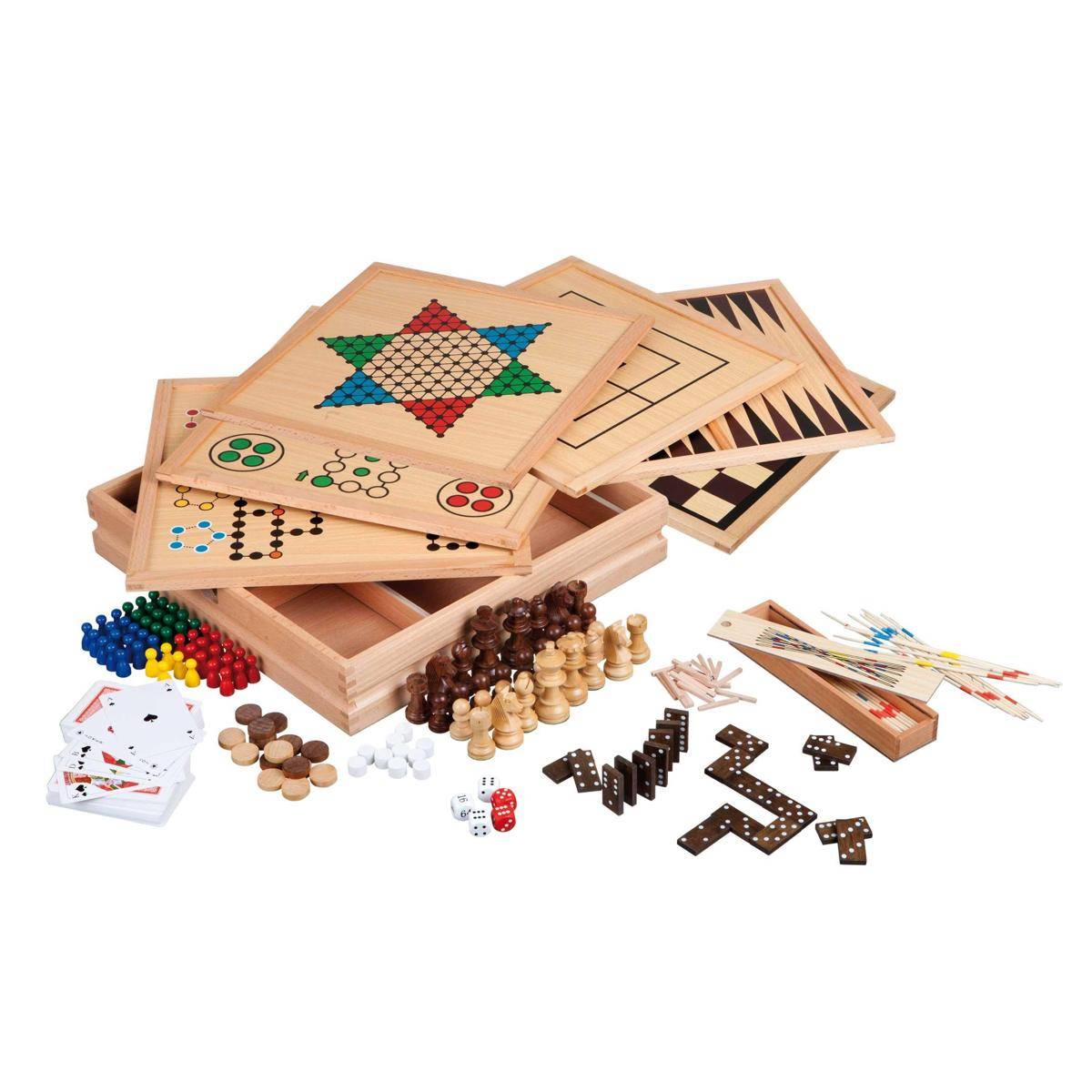 Holz Spielesammlung 100, Premium Edition, für 1+ Spieler, ab 6 Jahren