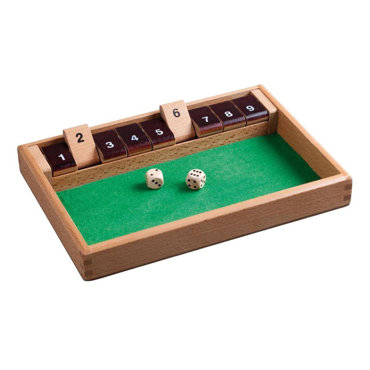 Shut The Box, 9er, Würfelspiel, für 2+ Spieler, ab 6 Jahren