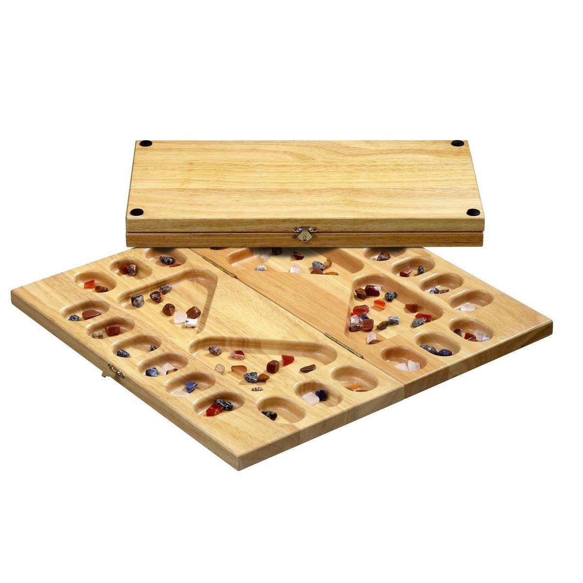 3128 - Kalaha, für 2 bis 4 Spieler, Brettspiel aus Holz, 1-2 Spieler, ab 8 Jahren