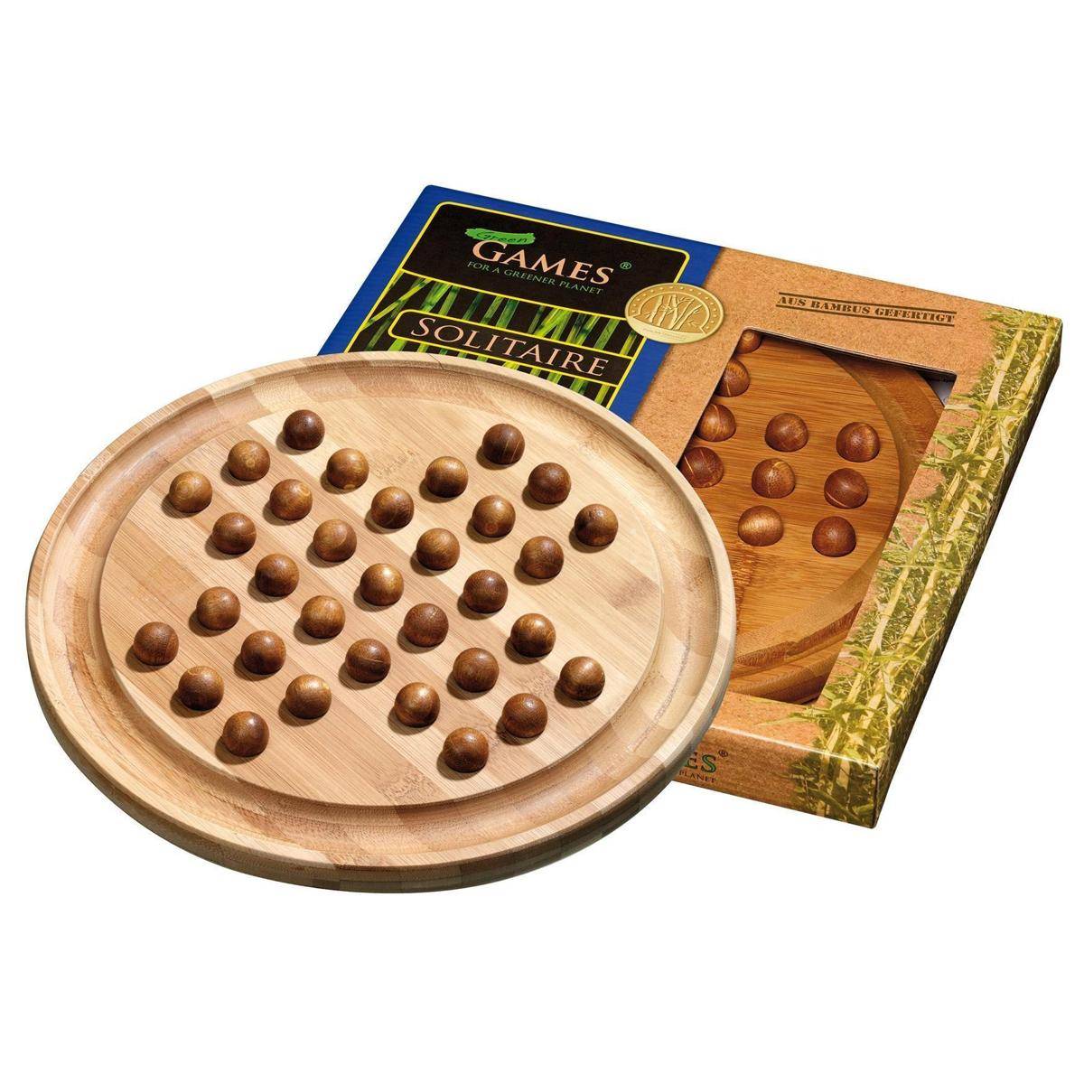 3159 - Solitaire, groß, Bambus, Brettspiel aus Holz, 1-2 Spieler, ab 8 Jahren